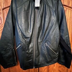 SOLD!!
Torrid Black Vegan Leather Jacket with Zippered Accents